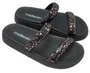 Chinelo Feminino Adulto Camurça Onça 5507.101 Moleca Preto e Grafite