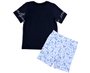 Conjunto Masculino Infantil 1-3 Camiseta e Bermuda Estampa Folhas 1000074122 Carinhoso Azul e Branco