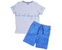 Conjunto Masculino Infantil 1-3 Camiseta e Bermuda Estampa Folhas 1000074122 Carinhoso Cinza e Azul