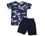 Conjunto Masculino Infantil 1-3 Camiseta Manga Curta e Bermuda Estampa Camuflada 6055 Brincar e Arte Marinho