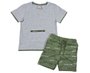 Conjunto Masculino Infantil 4-8 Camiseta Manga Curta e Bermuda 1000073792 Carinhoso Cinza e Verde