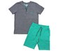 Conjunto Masculino Infantil 4-8 Camiseta Manga Curta e Bermuda 1000072339 Carinhoso Cinza