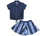 Conjunto Feminino Juvenil 10-16 Blusa e Shorts 1000073897 Carinhoso Jeans e Azul