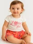 Conjunto Blusa e Shorts Feminino Bebê 26848 Brandili Off White e Rosa
