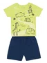 Conjunto Camiseta e Bermuda Masculino Infantil 1/3 26842 Brandili Verde Limão e Marinho