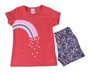 Conjunto Curto Feminino Juvenil Estampado 710 Yupy Kids Bordô E Marinho