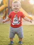 Conjunto Curto Masculino Bebê Camiseta E Bermuda Com Estampa Foca 35309 Brandili Vermelho E Mescla