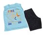 Conjunto Curto Masculino Infantil Com Estampa Dc Têxtil Azul e Preto