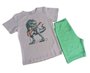 Conjunto Curto Masculino Infantil Com Estampa Dc Têxtil Mescla e Verde