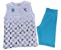 Conjunto Curto Masculino Infantil Regata E Bermuda Com Estampa Skatista 35303 Brandili Branco E Azul