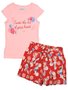 Conjunto Feminino Infantil 1-3 Blusa e Shorts Estampa Bailarina 1000074075 Carinhoso Rosa e Vermelho