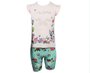 Conjunto Feminino Infantil 4-8 Blusa Manga Curta e Bermuda Estampa Borboleta 10312923 Marisol Rosa e Verde