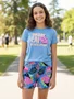 Conjunto Feminino Juvenil 12/16 Tropical 1000130348 Malwee Azul