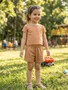 Conjunto Infantil Blusa e Shorts Feminino 1000125005 Malwee Caramelo