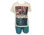Conjunto Juvenil Masculino 10-16 Camiseta Manga Curta E Bermuda 10312749 Marisol Areia e Verde