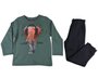 Conjunto Longo Masculino Infantil Blusão E Calça 1-3 Detalhe Elefante 207727 Kyly Verde E Preto