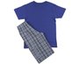 Conjunto Masculino Infantil 4-8 Camiseta Manga Curta Estampa Ondas E Bermuda Xadrez Malwee Azul