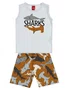 Conjunto Masculino Infantil  4/8 Tubarão 1001079 Kyly Branco e Marrom