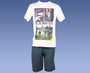 Conjunto Masculino Juvenil 10-16 Camiseta Bermuda 10312749 Marisol Creme e Cinza