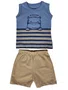 Conjunto Regata e Bermuda Masculino Bebê P/G 26839 Brandili Azul e Bege