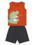 Conjunto Regata e Bermuda Masculino Bebê P/G 26841 Brandili Telha e Grafite