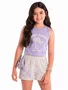 Conjunto Regata e Shorts Feminino Infantil 4/10  26664 Brandili Lilás e Off