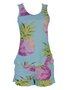 Pijama Curto Feminino Adulto De Malha V507M Vila Flor Azul E Rosa