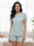 Pijama Feminino Blusa Manga Curta e Shorts  5300 Doce Luar Verde Claro
