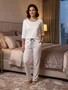 Pijama Feminino Com Punho Estampa Coração 5606 Bocejinho Off White