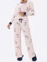 Pijama Feminino Com Punho Estampa Urso 5606 Bocejinho Salmão