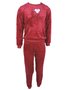 Pijama Longo Fleece Bordado Feminino Juvenil 5809 Kanto Dos Sonhos Bordo