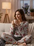Pijama Plush Feminino Adulto 5815 kanto Dos Sonhos Gelo e Marrom