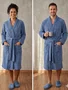 Roupão De Microfibra Plush Unissex Sofisticata Atlântica Azul