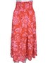 Saia Midi em Viscose Feminina Adulto 1.703421 Lecimar Vermelho e Rosa