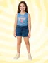 Shorts Jeans Evasê Feminino Juvenvil 10/16  6001 Maliinha Jeans Médio
