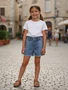 Shorts Jeans Feminino Bebê 1/3  6047 Maliinha Jeans Claro