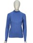Suéter Feminino Gola Alta Modal trabalhado 2452 Dunialin Azul Claro