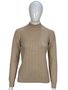 Suéter Feminino Gola Alta Modal trabalhado 2452 Dunialin Bege