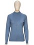 Suéter Feminino Gola Média Trabalhado  S00825 Dunialin Azul Claro