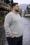 Sueter Masculino Plus Size Com Gola Redonda MS-100 Nautica Cinza Mescla