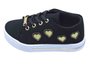 Tênis Feminino Infantil Nobuk Detalhe Coração 633C4 Sophia Almeida Preto e Dourado