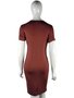 Vestido Básico Feminino Manga Curta Em Viscose Stretch 1000089473 Malwee Marrom