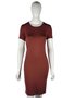 Vestido Básico Feminino Manga Curta Em Viscose Stretch 1000089473 Malwee Marrom