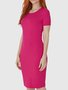 Vestido Básico Feminino Manga Curta Em Viscose Stretch 1000089473 Malwee Pink