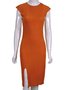 Vestido Em Malha Canelado Feminino Adulto 1.703375 Lecimar Laranja