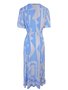 Vestido Envelope Midi Manga Curta V566T Vila Flor Gelo e Azul Claro