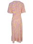 Vestido Envelope Midi Manga Curta V566T Vila Flor Rosa e Amarelo