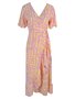Vestido Envelope Midi Manga Curta V566T Vila Flor Rosa e Amarelo