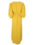 Vestido Feminino Midi Em Linho Com Amarração Hahl Hering Amarelo