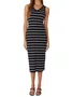 Vestido Midi Feminino Decote V Listrado 1000123823 Malwee Preto e Branco
